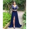 A-Line Lace Chiffon 3/4 Length Sleeves Long Formal Evening Dresses Wedding Party Gowns 6011120