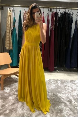 A-Line Chiffon Long Prom Dresses Formal Evening Gowns 6011123