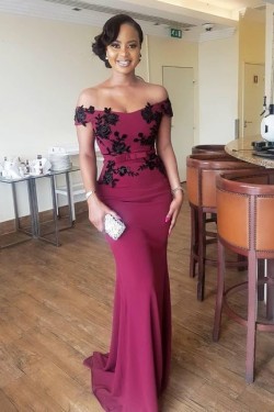 Mermaid Off-the-Shoulder Long Prom Dresses Formal Evening Gowns 6011126