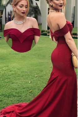 Mermaid Off-the-Shoulder Long Prom Dresses Formal Evening Gowns 6011128