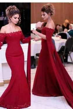 Mermaid Beaded Lace Off-the-Shoulder Long Prom Dresses Formal Evening Gowns 6011131