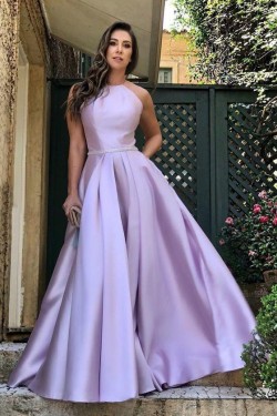 A-Line Satin Long Prom Dresses Formal Evening Gowns 6011136