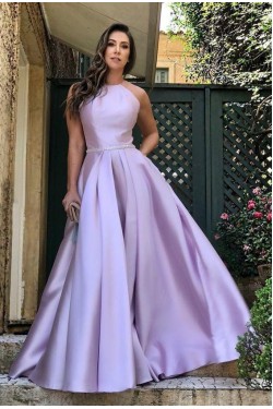A-Line Satin Long Prom Dresses Formal Evening Gowns 6011136