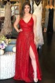 A-Line V-Neck Long Prom Dresses Formal Evening Gowns 6011139