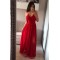 A-Line Long Red Chiffon V-Neck Prom Dresses Formal Evening Gowns 6011144