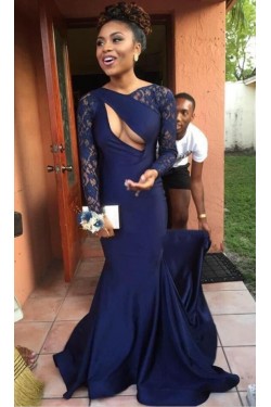 Mermaid Long Sleeves Lace Prom Dresses Formal Evening Gowns 6011150