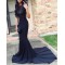 Mermaid Lace Long Navy Prom Dresses Formal Evening Gowns 6011151