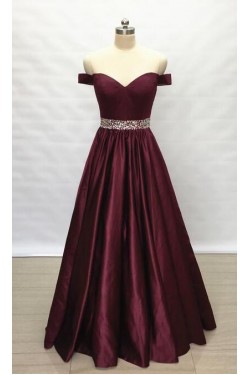 A-Line Beaded Off-the-Shoulder Long Prom Dresses Formal Evening Gowns 6011152