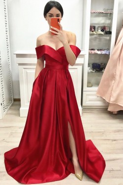 A-Line Off-the-Shoulder Long Prom Dresses Formal Evening Gowns 6011153