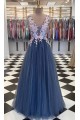 A-Line Lace Tulle V-Neck Long Prom Dresses Formal Evening Gowns 6011156 A-Line Lace Tulle V-Neck Long Prom Dresses Formal Evening Gowns 6011156