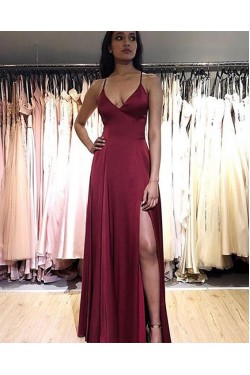 Simple Stunning V-Neck Long Prom Dresses Formal Evening Gowns 6011157