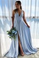 Elegant A-Line V-Neck Long Prom Dresses Formal Evening Gowns 6011172