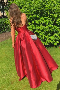 A-Line Strapless Long Prom Dresses Formal Evening Gowns 6011203