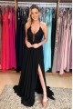 A-Line Beaded Lace Long Black Prom Dresses Formal Evening Gowns 6011210