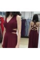 A-Line Chiffon V-Neck Long Prom Dresses Formal Evening Gowns 6011212