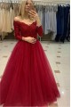A-Line Beaded Off-the-Shoulder Lace Long Prom Dresses Formal Evening Gowns 6011213
