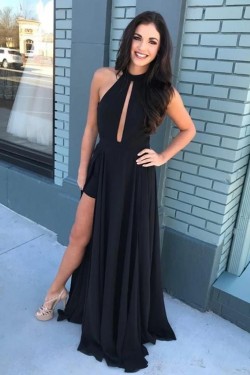 Long Black Chiffon Long Prom Dresses Formal Evening Gowns 6011221