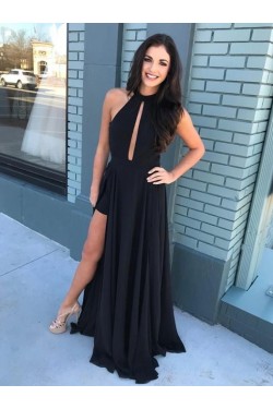 Long Black Chiffon Long Prom Dresses Formal Evening Gowns 6011221