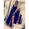 A-Line Asymmetrical V-Neck Long Prom Dresses Formal Evening Gowns 6011223