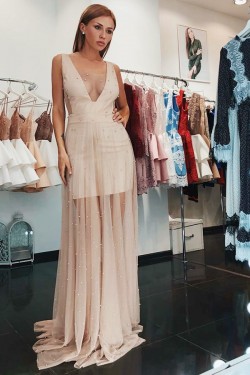 Beaded Long Prom Dresses Formal Evening Gowns 6011229