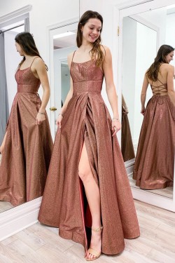 A-Line Sparkle Long Prom Dresses Formal Evening Gowns 6011233