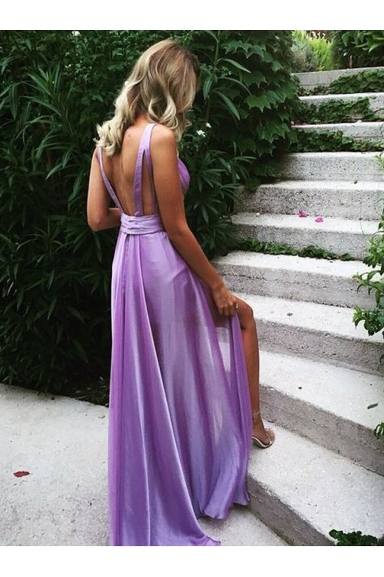 A-Line V-Neck Long Prom Dresses Formal Evening Gowns 6011234