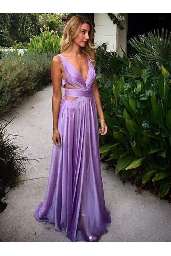 A-Line V-Neck Long Prom Dresses Formal Evening Gowns 6011234