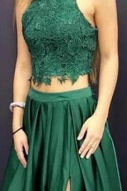 A-Line Two Pieces Long Prom Dresses Formal Evening Gowns 6011236