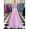 A-Line Long Pink Lace Prom Dresses Formal Evening Gowns 6011237