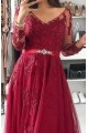 A-Line Long Sleeves Beaded Lace Long Prom Dresses Formal Evening Gowns 6011238 A-Line Long Sleeves Beaded Lace Long Prom Dresses Formal Evening Gowns 6011238