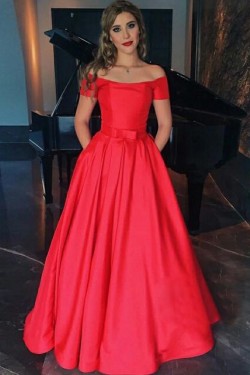 A-Line Off-the-Shoulder Long Prom Dresses Formal Evening Gowns 6011239