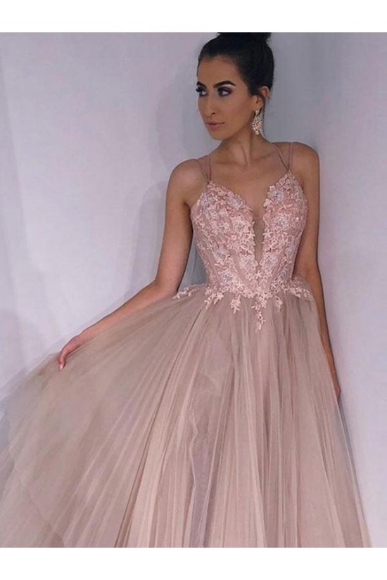 A-Line Tulle Lace Long Prom Dresses Formal Evening Gowns 6011242 A-Line Tulle Lace Long Prom Dresses Formal Evening Gowns 6011242