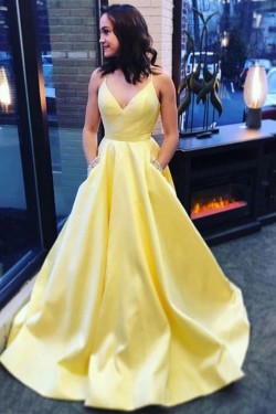 A-Line Beaded Long Prom Dresses Formal Evening Gowns 6011244