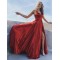 A-Line V-Neck Satin Long Prom Dresses Formal Evening Gowns 6011245