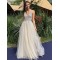 A-Line Beaded Tulle V-Neck Long Prom Dresses Formal Evening Gowns 6011248