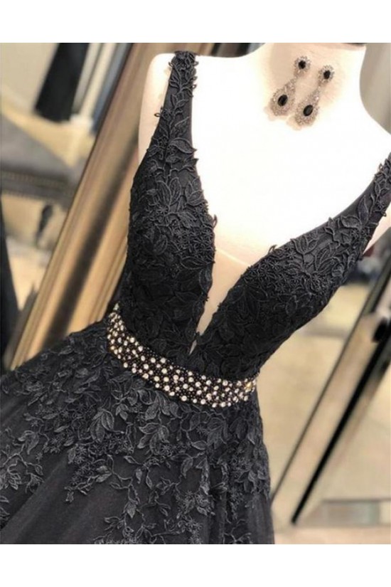 A-Line Beaded Lace Tulle Long Prom Dresses Formal Evening Gowns 6011251 A-Line Beaded Lace Tulle Long Prom Dresses Formal Evening Gowns 6011251