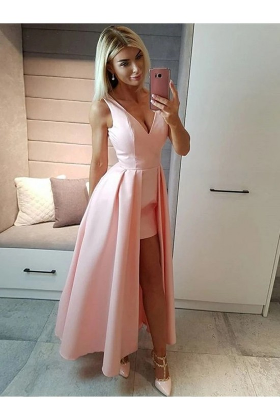 A-Line High Low V-Necck Prom Dresses Formal Evening Gowns 6011254 A-Line High Low V-Necck Prom Dresses Formal Evening Gowns 6011254