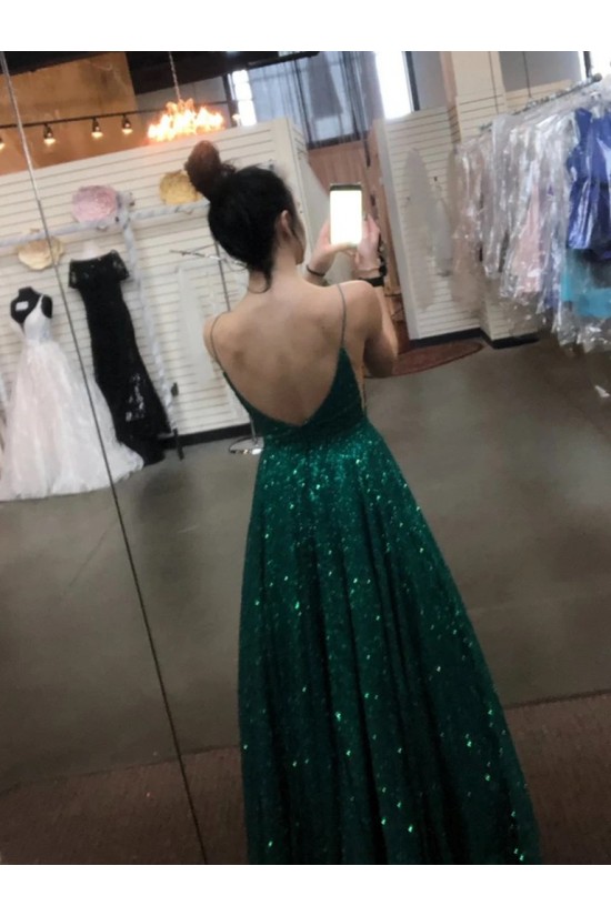 A-Line Sparkle Sequins Long Green Prom Dresses Formal Evening Gowns 6011264 A-Line Sparkle Sequins Long Green Prom Dresses Formal Evening Gowns 6011264