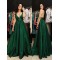 A-Line Long Green V-Neck Prom Dresses Formal Evening Gowns 6011266