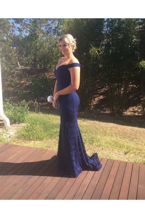 Mermaid Long Navy Lace Off-the-Shoulder Prom Dresses Formal Evening Gowns 6011269 Mermaid Long Navy Lace Off-the-Shoulder Prom Dresses Formal Evening Gowns 6011269
