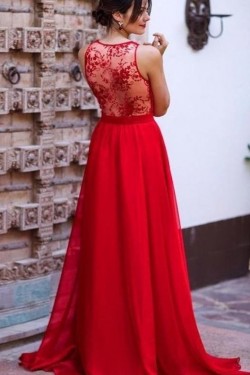 A-Line Long Red Prom Dresses Formal Evening Gowns 6011271