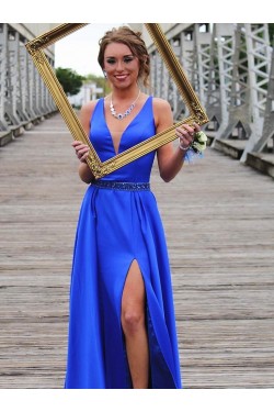 A-Line Beaded Long Prom Dresses Formal Evening Gowns 6011272