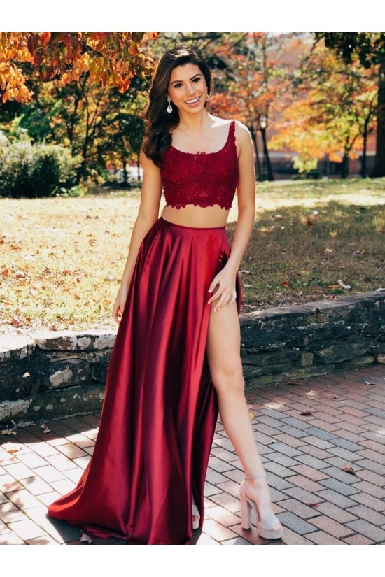 A-Line Two Pieces Lace Long Prom Dresses Formal Evening Gowns 6011274 A-Line Two Pieces Lace Long Prom Dresses Formal Evening Gowns 6011274