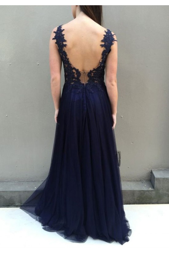 A-Line Lace Navy Blue Long Prom Dresses Formal Evening Gowns 6011278 A-Line Lace Navy Blue Long Prom Dresses Formal Evening Gowns 6011278