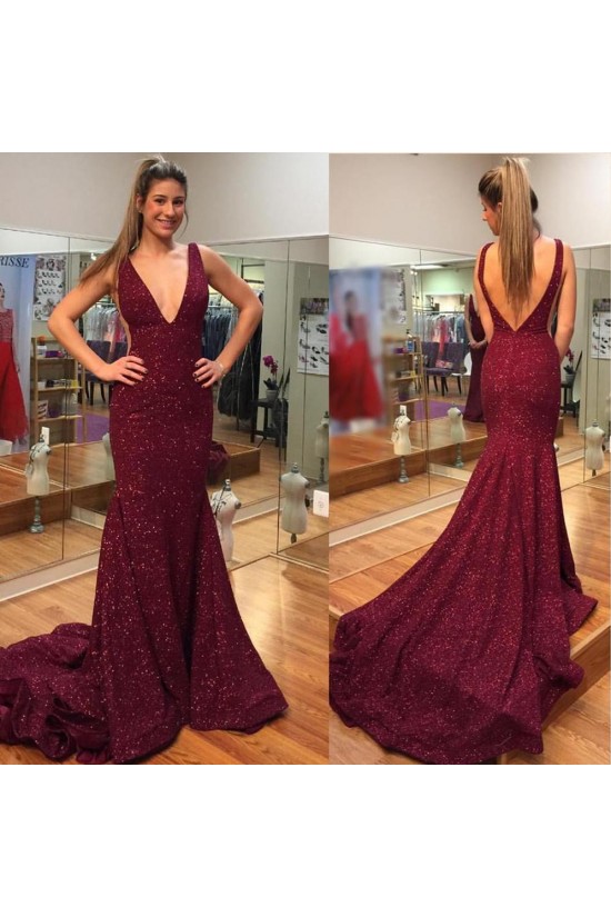 Mermaid V-Neck Sparkle Long Prom Dresses Formal Evening Gowns 6011279 Mermaid V-Neck Sparkle Long Prom Dresses Formal Evening Gowns 6011279