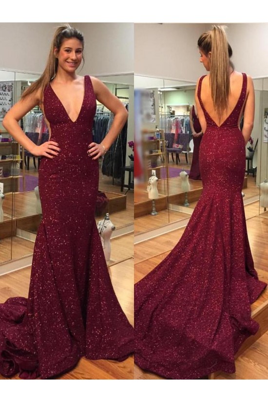 Mermaid V-Neck Sparkle Long Prom Dresses Formal Evening Gowns 6011279 Mermaid V-Neck Sparkle Long Prom Dresses Formal Evening Gowns 6011279