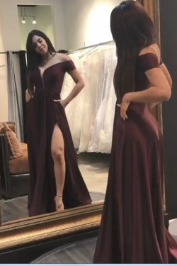 A-Line Off-the-Shoulder Long Prom Dresses Formal Evening Gowns 6011287