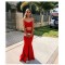 Mermaid Long Red Two Pieces Prom Dresses Formal Evening Gowns 6011296