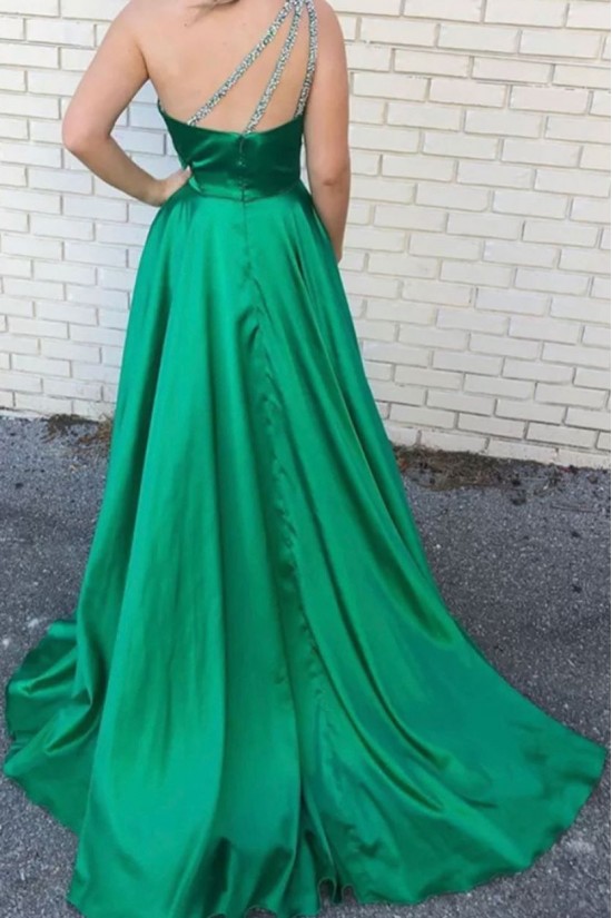 A-Line Beaded One-Shoulder Long Green Prom Dresses Formal Evening Gowns 6011315 A-Line Beaded One-Shoulder Long Green Prom Dresses Formal Evening Gowns 6011315