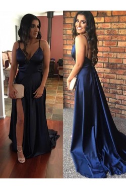 A-Line V-Neck Long Prom Dresses Formal Evening Gowns 6011324